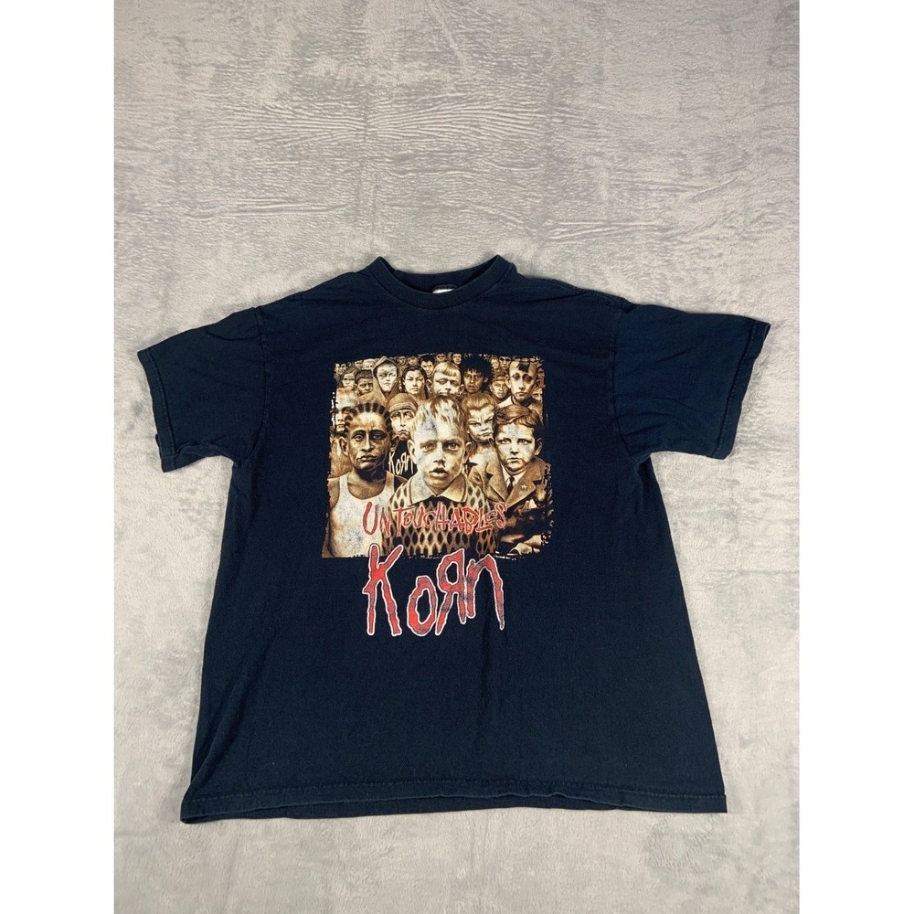 Korn Untouchables Greatest Hits Tour T-Shirt Men XL Black Cotton Vintage 2000s